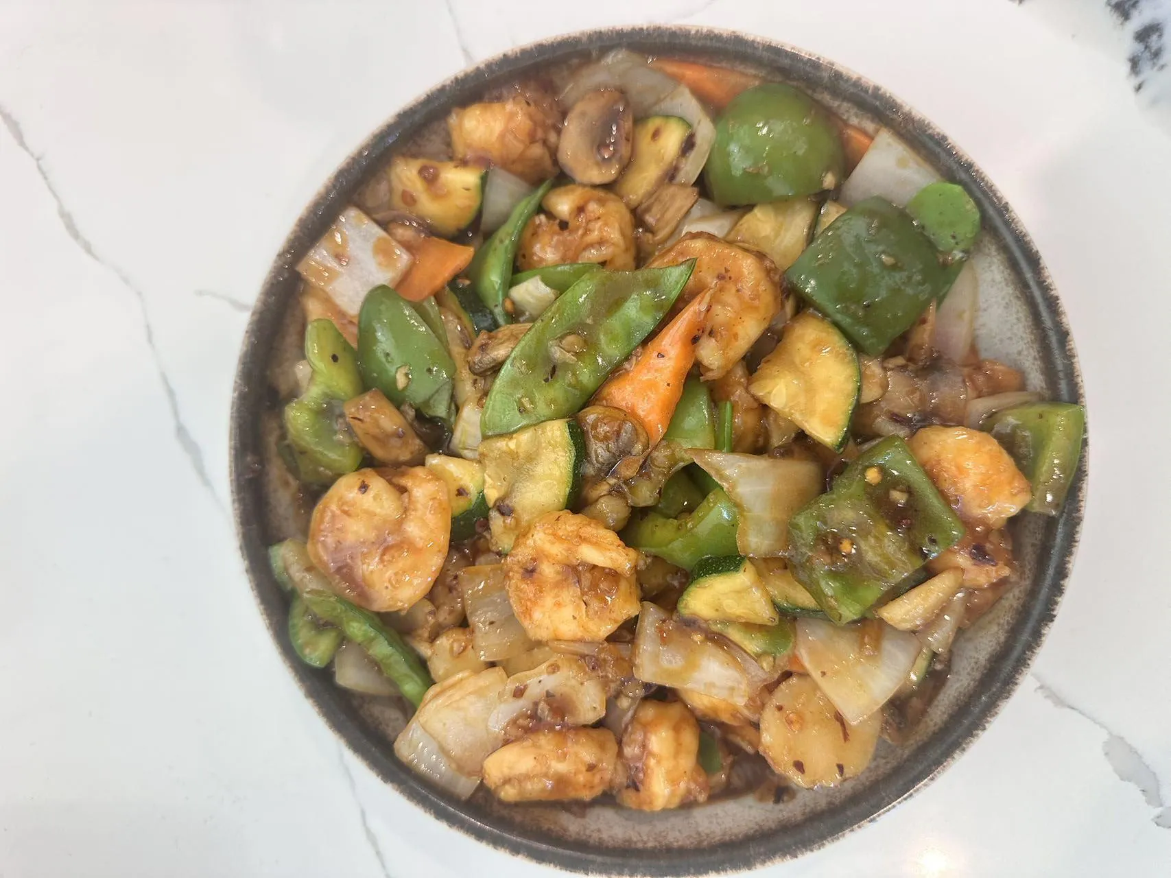 Shrimp stir-fried with garlic and mixed veggies at No.1 Asian Cuisine Restaurant in Eagle Mountain